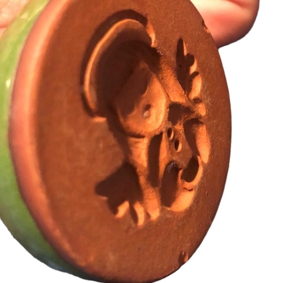 Vintage Terracotta 2” Butter Or Cookie Press Vintage Clay Heart Tulips & Angel - Picture 9 of 10